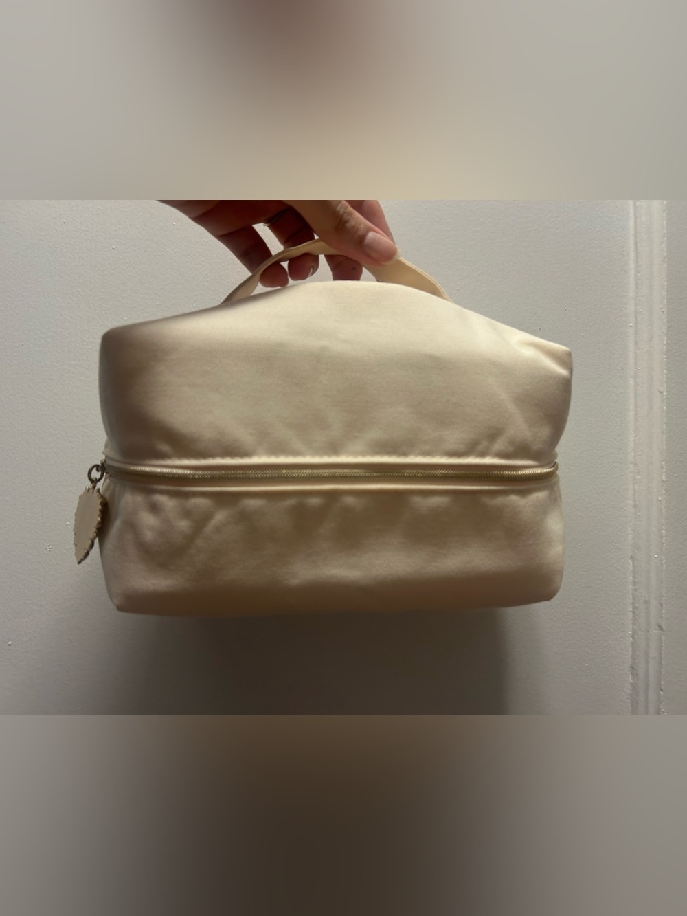 Dolce & Gabbana Cream Satin Cosmetic Travel Case with Top Handle